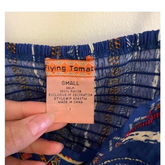 Flying Tomato Jumpsuit Women's Small Sleeveless Wide Leg Tribal Stripe Open Back - Picture 3 of 7